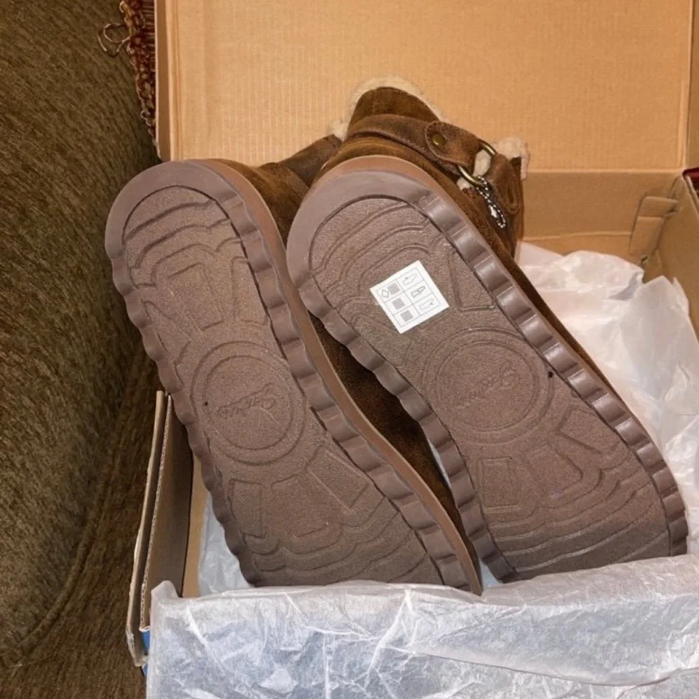 Skechers Chocolate Ankle Booties with Soft Lining